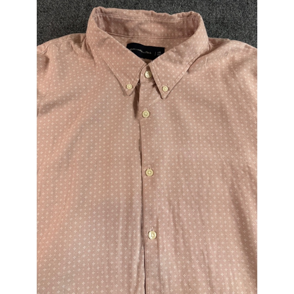 Abercrombie Fitch Mens Pink Micro Dot Print Button Down Long Sleeve Shirt XXL